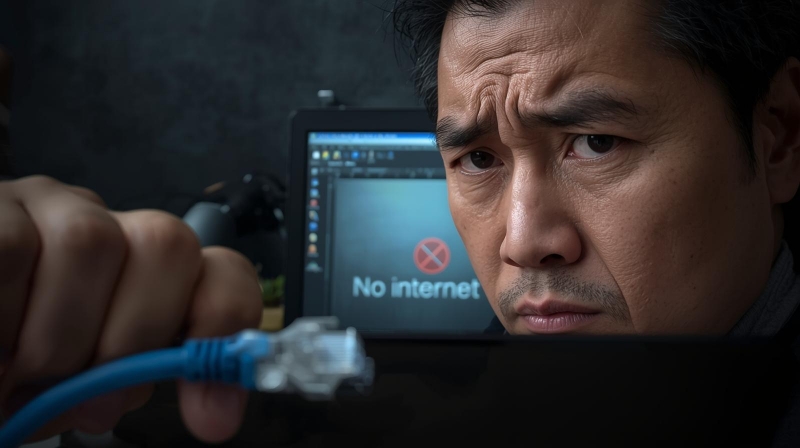 Masalah internet sering putus nyambung pada laptop akibat kerusakan kabel atau port LAN